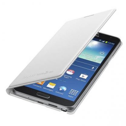 Samsung Flip Wallet Cover - оригинален кожен калъф за Samsung Galaxy Note 3 Neo (бял) 2