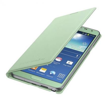 Samsung Flip Wallet Cover - оригинален кожен калъф за Samsung Galaxy Note 3 Neo (зелен) 3