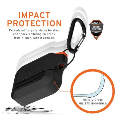 Urban Armor Gear Soft Touch Waterproof Silicone Hang Case - водо и удароустойчив силиконов калъф с карабинер за Apple Airpods Pro (черен)(bulk) 3