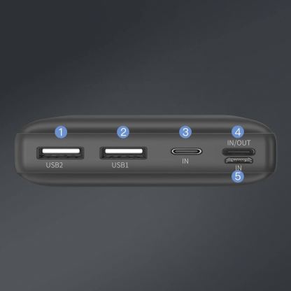 Baseus Mini JA Power Bank - външна батерия 30000 mAh с 2 x USB и USB-C изходи за зареждане на смартфони и таблети (черен) 7