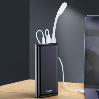 Baseus Mini JA Power Bank - външна батерия 30000 mAh с 2 x USB и USB-C изходи за зареждане на смартфони и таблети (черен) 10