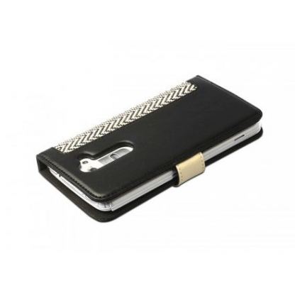Zenus HerringBone Diary Case - кожен калъф за LG G2 (черен) 2