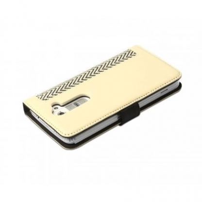 Zenus HerringBone Diary Case - кожен калъф за LG G2 (слонова кост) 2