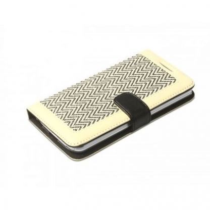 Zenus HerringBone Diary Case - кожен калъф за LG G2 (слонова кост) 3