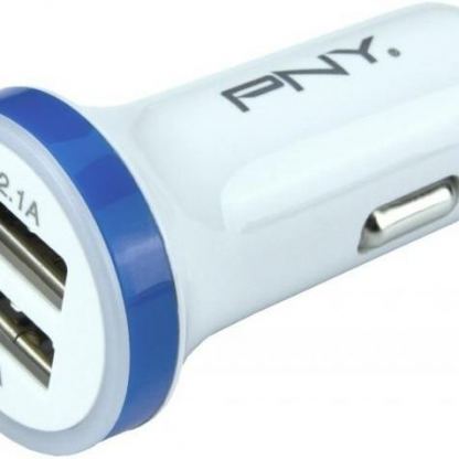 PNY Dual USB Car Charger 3.1A (1x1A и 1x2.1A) - зарядно за кола с два USB изхода за смартфони и таблети 3