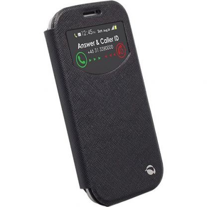 Krusell Malmö Flip View Cover - кожен калъф, тип портфейл за Samsung Galaxy S4 i9500 (черен) 2
