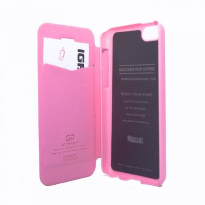 Mercury Fancy Diary Case - кожен калъф, тип портфейл за iPhone 5C (розов) 3