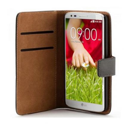 Wallet Flip Case - кожен калъф, тип портфейл за LG G2 Mini (черен) 3