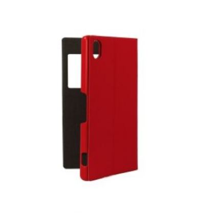 Rock Excel Flip Case - кожен калъф, тип портфейл и поставка за Sony Xperia Z2 (червен) 3