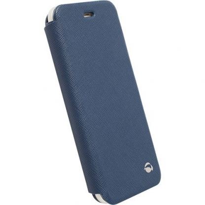 Krusell Malmö Flip Cover - кожен калъф, тип портфейл и поставка за iPhone 6/6S (син) 2