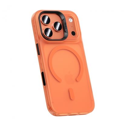 Хибриден удароустойчив кейс с MagSafe за iPhone 17 Pro - Benks Magnetic Lucid Armor Camera Control Case (оранжев) 2