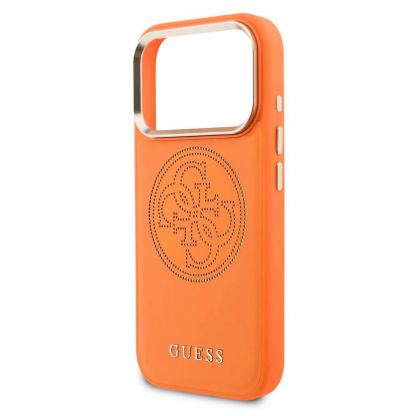Дизайнерски кожен кейс с MagSafe за iPhone 17 Pro Max - Guess PU Perforated 4G Logo MagSafe Case (оранжев) 5