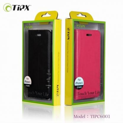 TIPX Asoreal Case - кожен калъф, тип портфейл и поставка за iPhone 6/6S (кафяв) 2