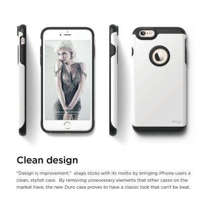 Elago S6P Duro Case - уникален удароустойчив хибриден кейс + HD покритие за iPhone 6/6S Plus (бял) 3