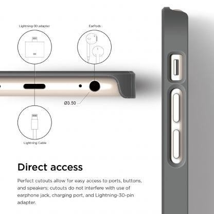 Elago S6P Outfit Aluminum + HD Clear Film - алуминиев кейс и HD покритие за iPhone 6/6S Plus (сив-черен) 3