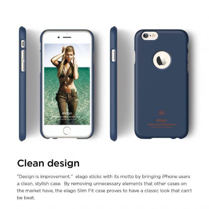 Elago S6P Slim Fit Case + HD Clear Film - качествен кейс и HD покритие за iPhone 6/6S Plus (тъмносин) 3