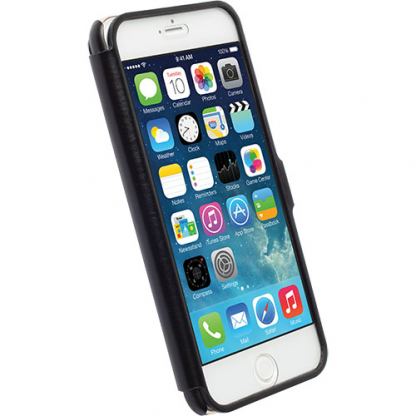 Krusell Donso ViewCase - кожен калъф, тип портфейл с вграден скрийн протектор и поставка за iPhone 6/6S Plus (черен) 3