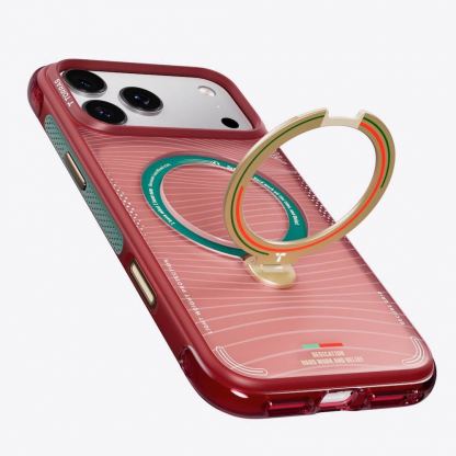 Удароустойчив хибриден кейс с MagSafe за iPhone 17 Pro Max - Torras Ostand Q3 Air World Cup Limited Edition MagSafe Case (червен-зелен) 7
