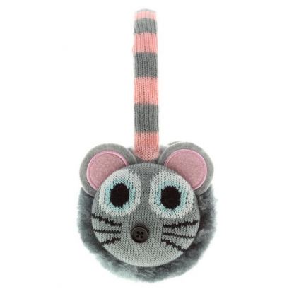 KitSound On-Ear Mouse Knit Audio Earmuffs - ушанки с вградени слушалки с 3.5 мм аудио жак за iPhone и мобилни устройства (сив) 2