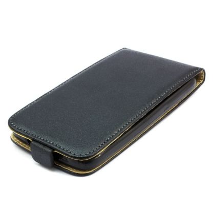 Leather Pocket Flip Case - вертикален кожен калъф с джоб за LG L Fino (черен) 2