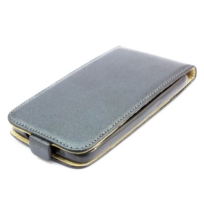 Leather Pocket Flip Case - вертикален кожен калъф с джоб за Samsung Galaxy Note 4 (сив) 2