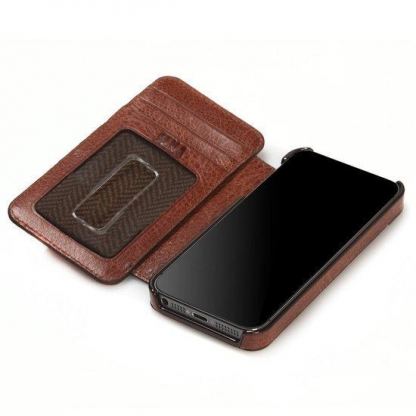 SENA Heritage Wallet Book - кожен калъф (естествена кожа, ръчна изработка), тип портфейл и поставка за iPhone 6/6S (кафяв) 3