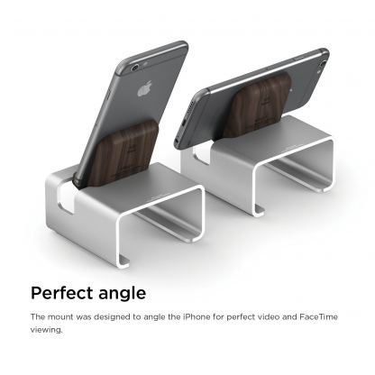 Elago M3 Stand - поставка от алуминий и дърво за iPhone 6/6S Plus, iPhone 5, iPhone 5S, iPhone 5C, iPad mini, iPad mini 2, iPad mini 3 (сребриста) 3