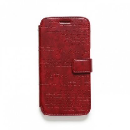 Zenus Masstige Lettering Diary Case - кожен калъф тип портфейл за Samsung Galaxy S6 (червен) 2