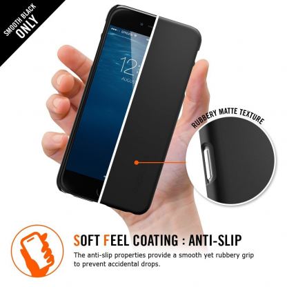 Spigen Thin Fit Case - качествен кейс за iPhone 6/6S Plus (черен) 3