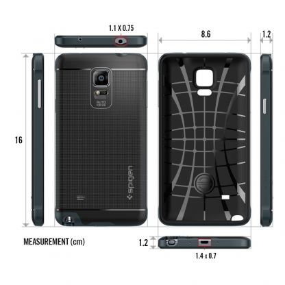 Spigen Neo Hybrid Case - хибриден кейс с висока степен на защита за Samsung Galaxy Note 4 (черен-сив) 2